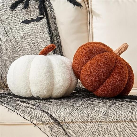 Pumpkin Pillow, 2 Pcs Halloween Pumpkin Throw Pillow 11.8 x 6 Inch - Picture 7 of 7